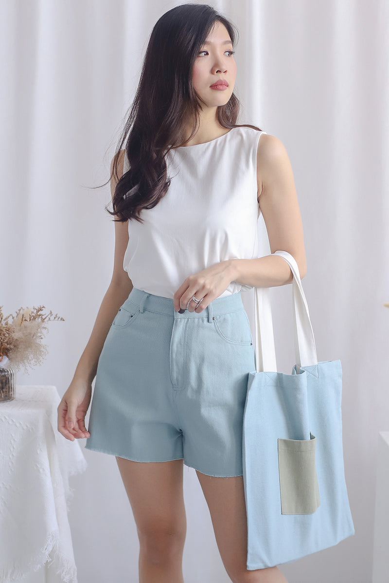 Camry Mum's Shorts W Tote Bag In Frost Blue
