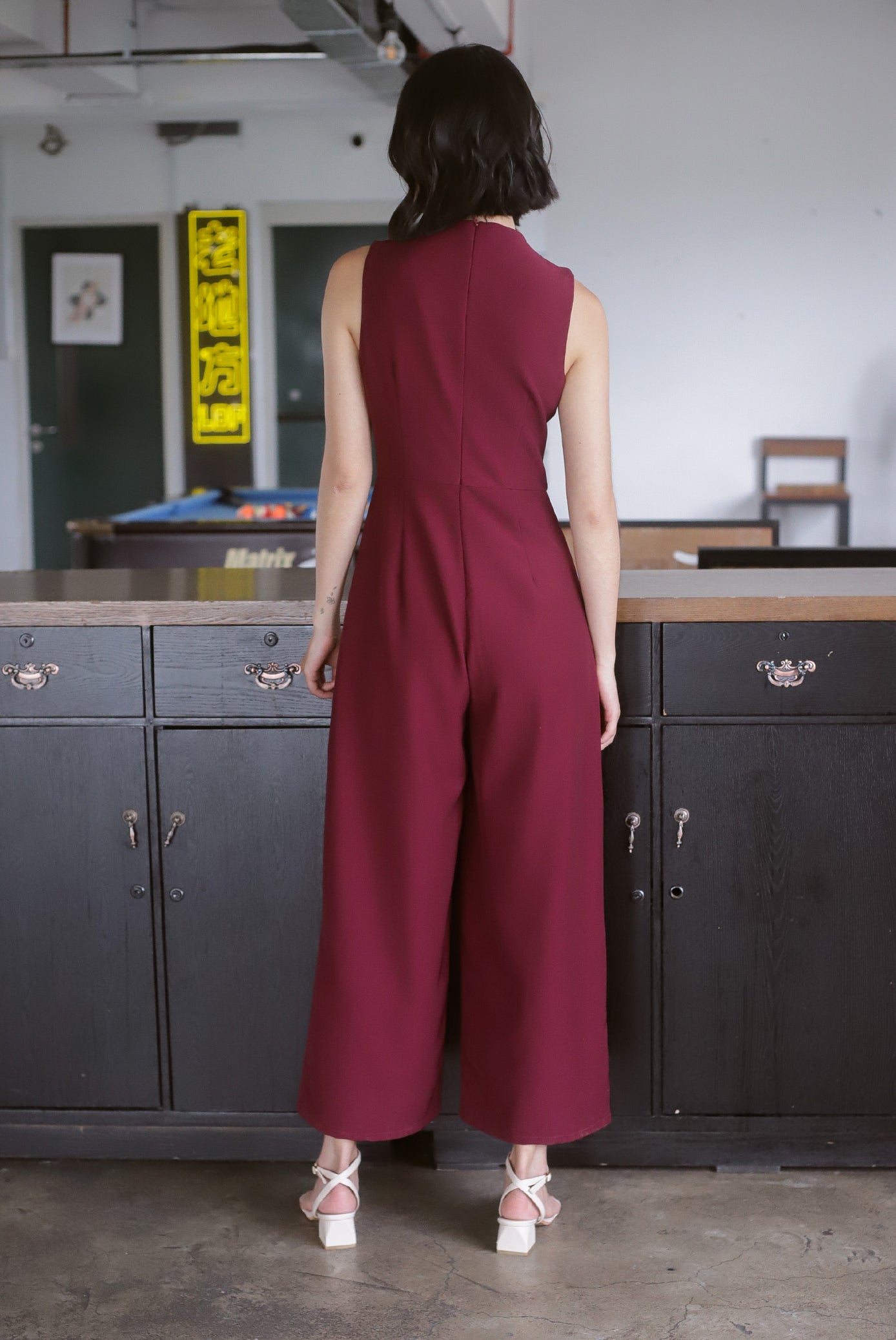 *Premium* Chanelle Classy Jumpsuit In Wine Red