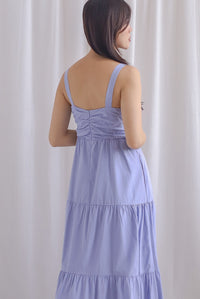 Charmion Spaghetti Ruched Tier Maxi Dress In Periwinkle