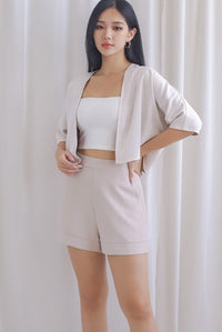 Cherilyn Crop Reversible Kimono In Nude/Etoupe