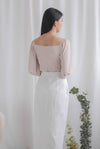 Christal Long Puffy Sleeve Top In Ecru