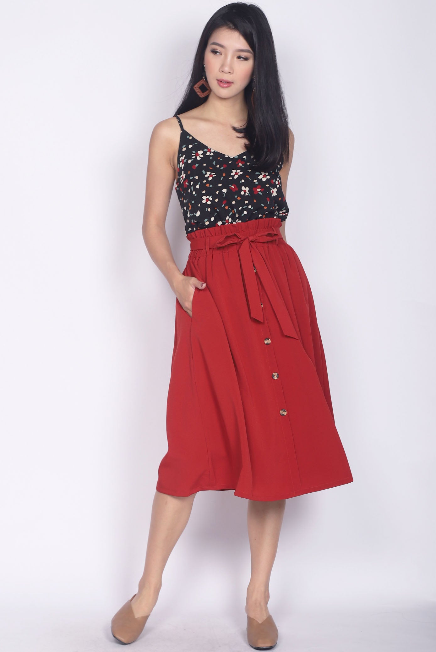 Paperbag skirt on sale with buttons
