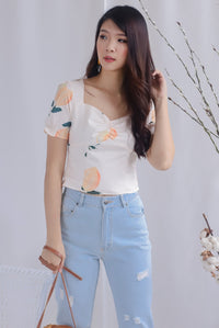 Clemencia Lemon Ruched Bustier Top In Orange