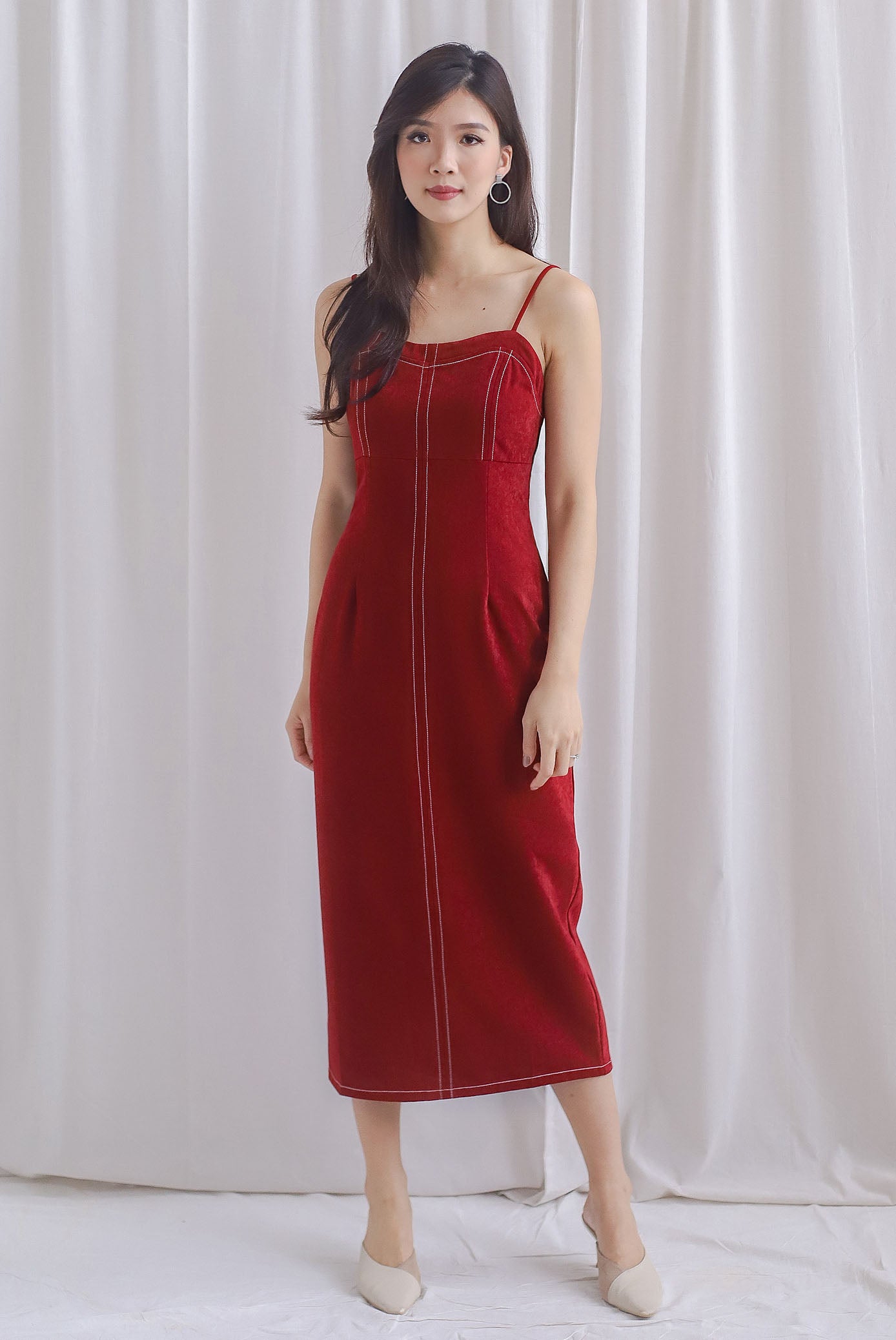 fitted lace wedding dress Concetta Contrast Stitch Midi Dress In Wine Red The Design Closets fitted lace wedding dress Concetta Contrast Stitch Midi Dress In Wine Red The Design Closets