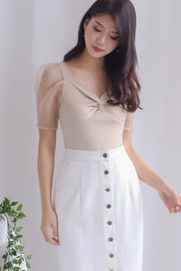 *Premium* Corey Sheer Sleeve Top In Ecru