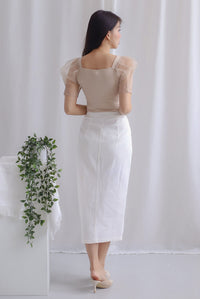 *Premium* Corey Sheer Sleeve Top In Ecru