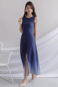 Costanza Ombre Slit Front Maxi Dress In Navy/Blue