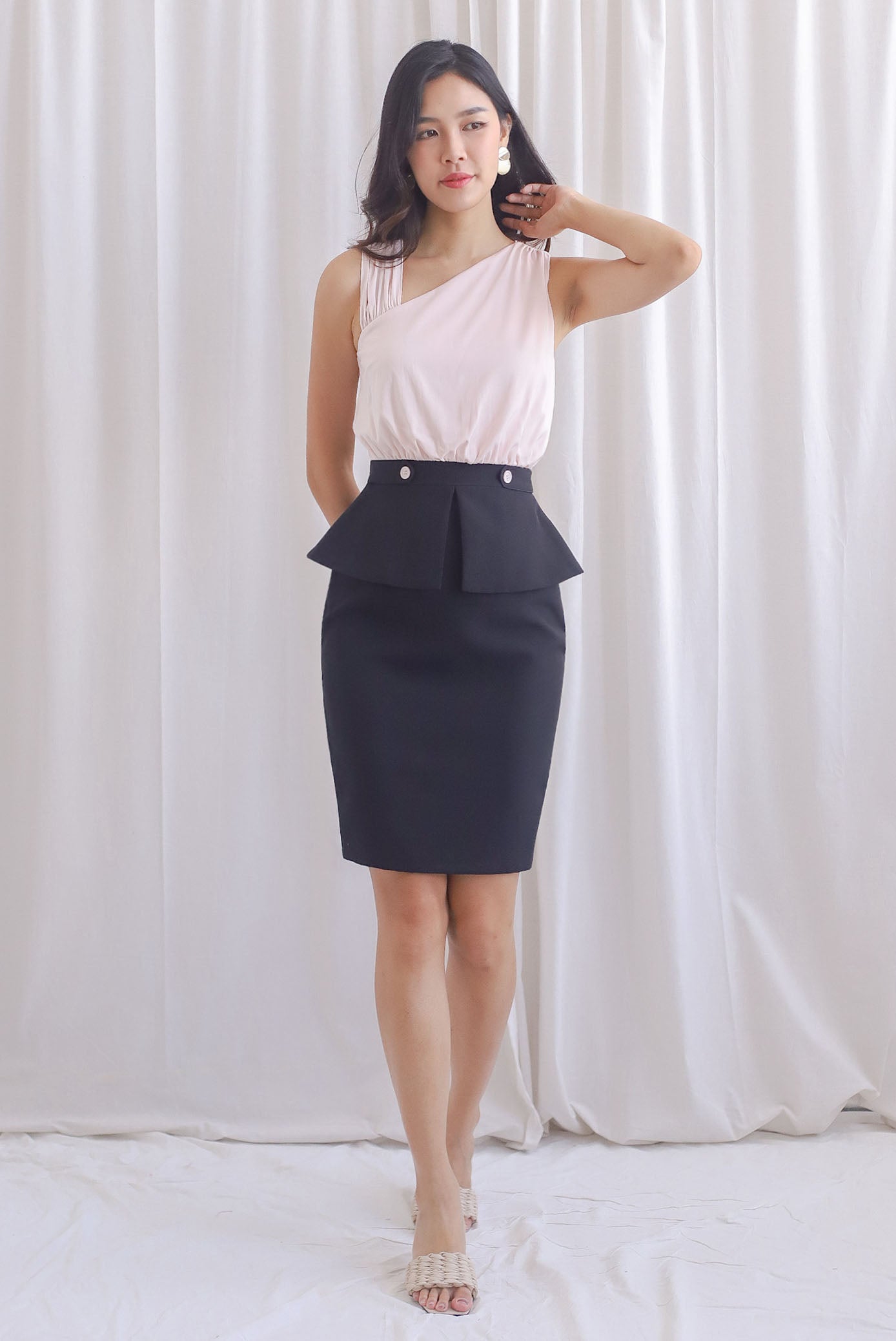 Black peplum work clearance skirt