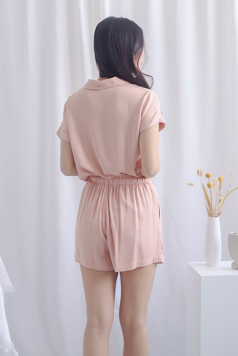 Dimple Lounge Shirt In Peach Pink