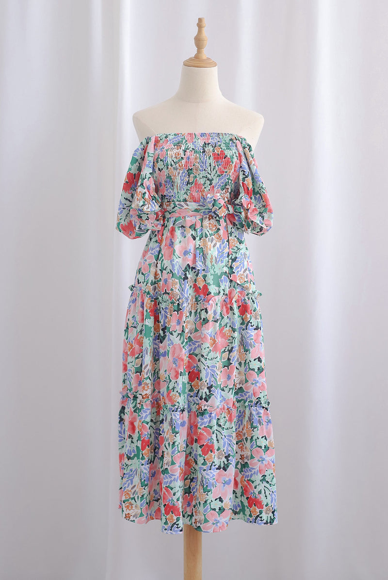 TDC Eureka Multiway Puffy Sleeve Dress In Spring