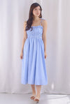 Elsie Tie Shoulder Babydoll Plaid Dress In Skyblue
