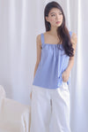 Emery Gathered Top In Periwinkle Blue
