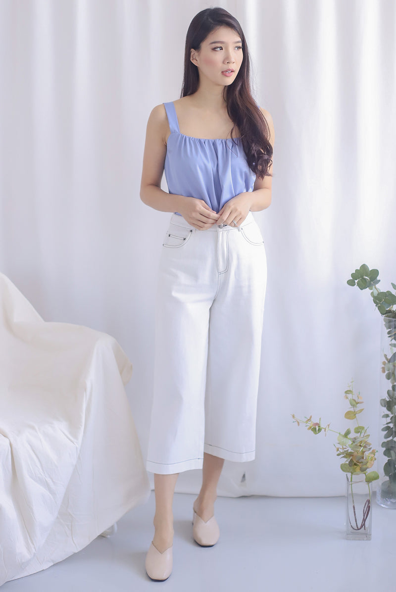 Emery Gathered Top In Periwinkle Blue