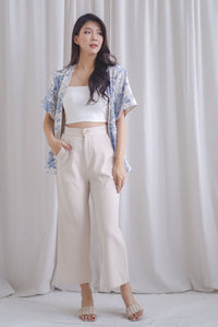 Emiri Short Sleeve Reverisble Kimono Outerwear In Porcelain