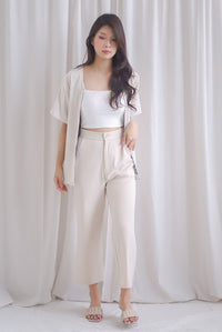 Emiri Short Sleeve Reverisble Kimono Outerwear In Porcelain