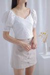 Epone Textured Puffy Sleeve Top In White