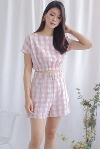 Esra Gingham Shorts In Pink/Cream