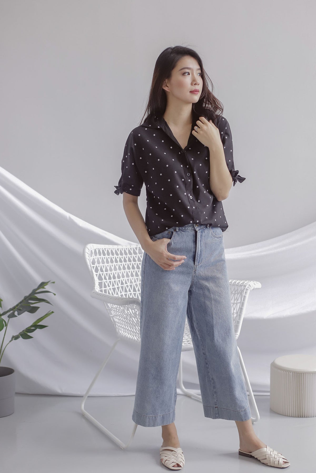 Batty Denim Culottes In Light Wash