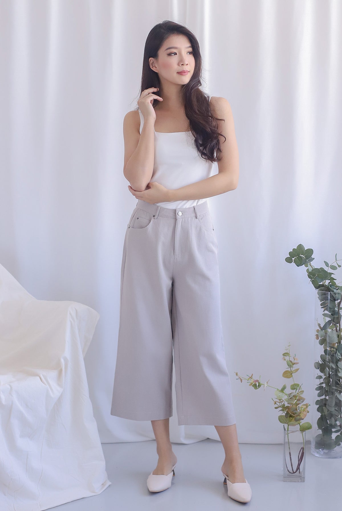 Everetti Denim Culottes In Taupe