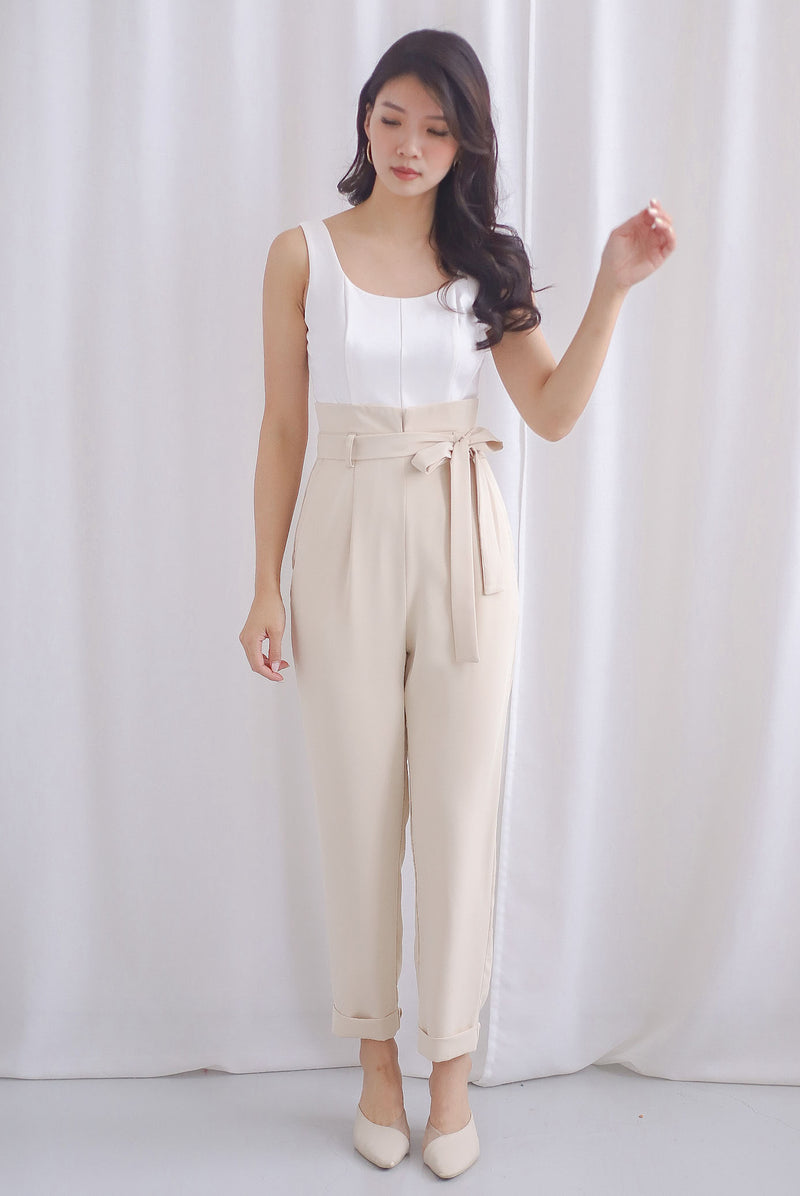 *Premium* Floride Paperbag Jumpsuit In Cream