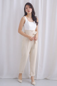 *Premium* Floride Paperbag Jumpsuit In Cream