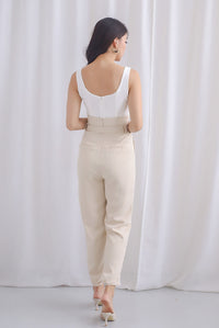 *Premium* Floride Paperbag Jumpsuit In Cream