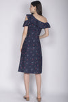Hattie Buttons Slit Skirt In Navy Cherries