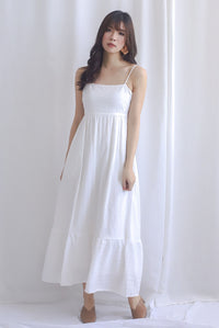Lotte Stripes Cotton Spaghetti Maxi Dress In White