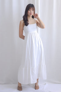 Lotte Stripes Cotton Spaghetti Maxi Dress In White