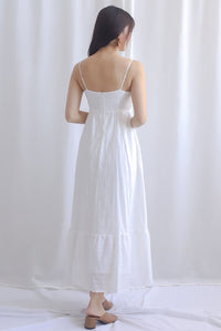 Lotte Stripes Cotton Spaghetti Maxi Dress In White