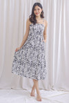 Giselle Leafy Embro Spahgetti Maxi Dress In Black