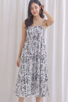 Giselle Leafy Embro Spahgetti Maxi Dress In Black