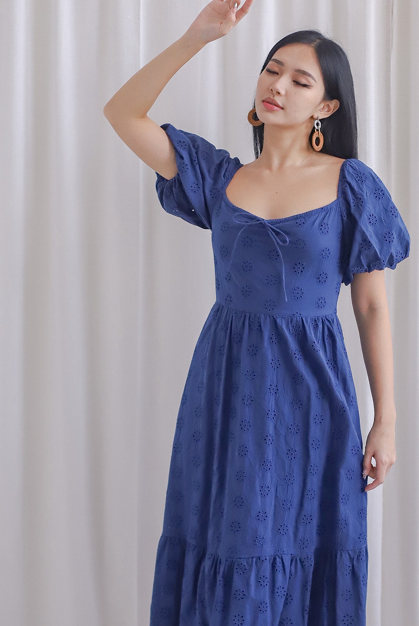 Eyelet dress outlet navy