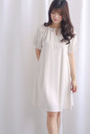 Haniela Tie Front Puff Sleeve Dress In Ecru