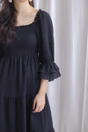Hanneli Ruffle Sleeve Swiss Dot Midi Dress In Black