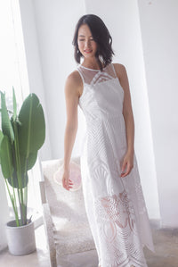 Harleigh Embro Mesh Dress In White