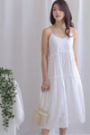 Harmonie Embro Sprag Tiered Dress In White