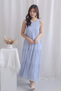 Ivala Crinkled Two Way Maxi Dress In Blue