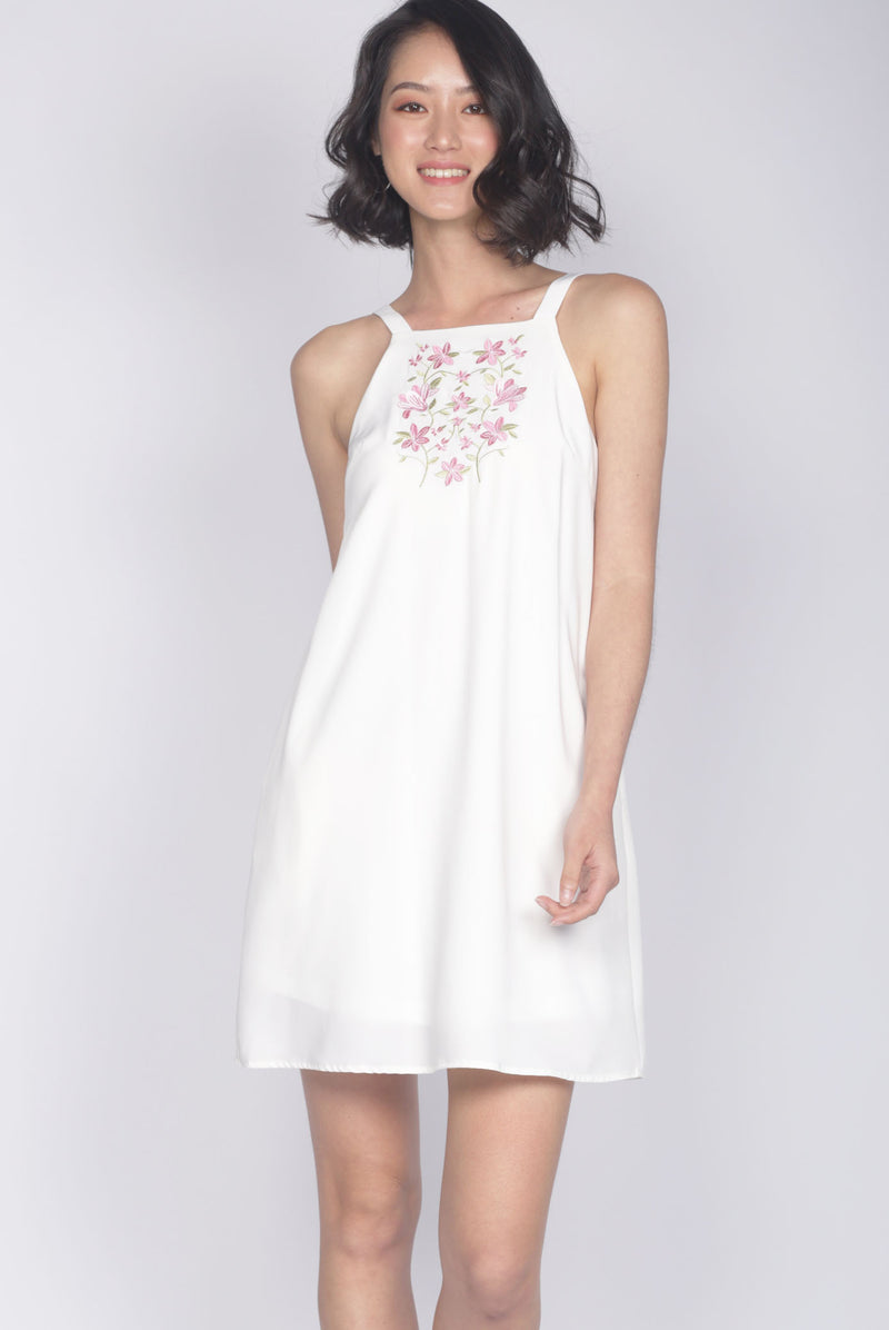 Jadeyn Embroidery Tank Dress In White