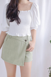 Jaylie Denim Skorts In Apple Green