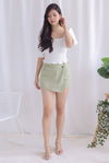 Jaylie Denim Skorts In Apple Green
