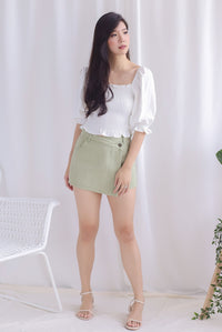 Jaylie Denim Skorts In Apple Green
