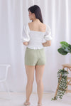 Jaylie Denim Skorts In Apple Green