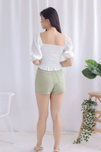 Jaylie Denim Skorts In Apple Green
