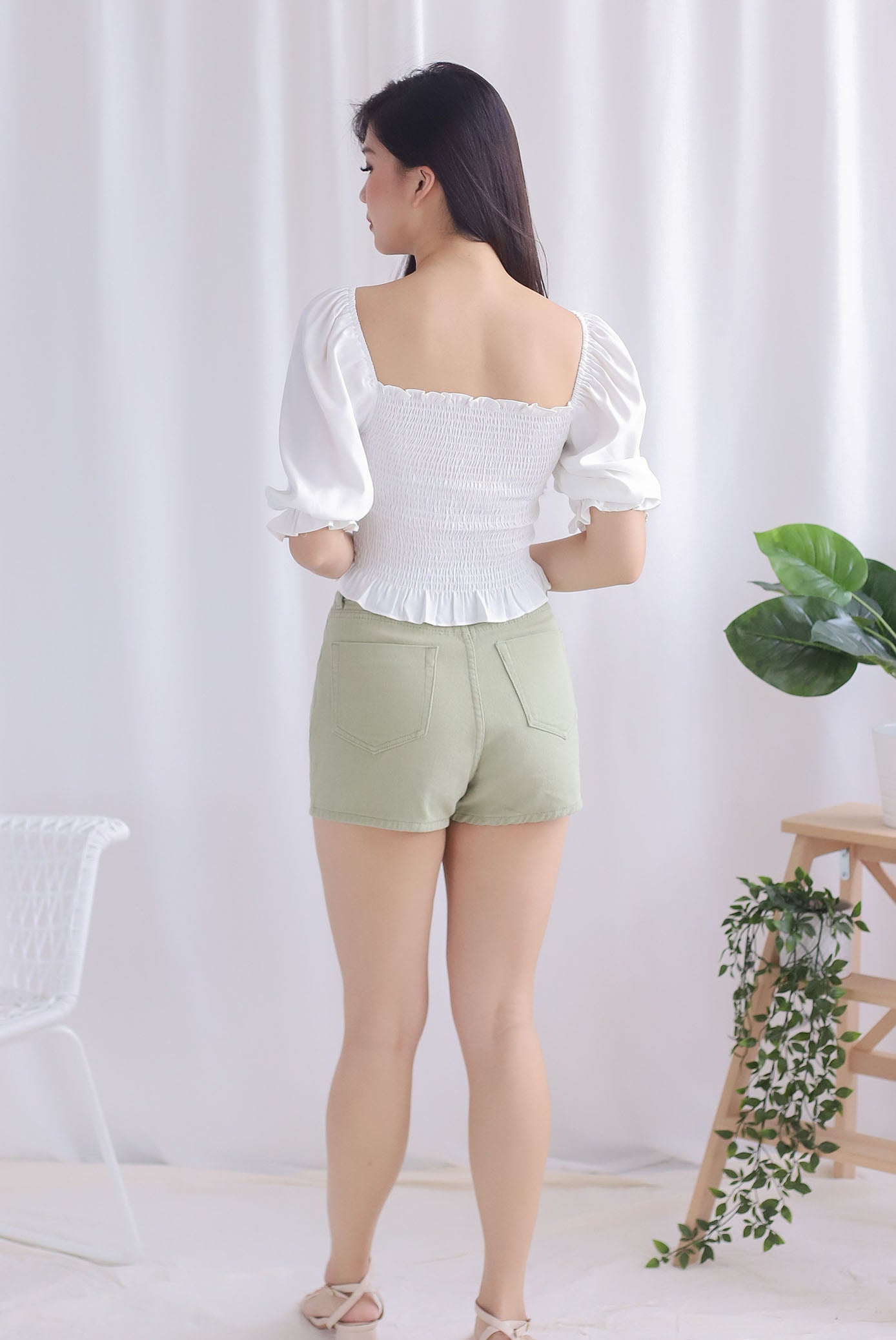 Jaylie Denim Skorts In Apple Green