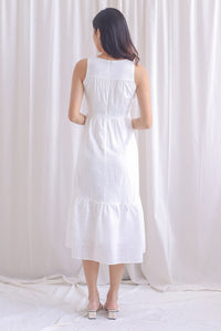 Jen Eyelet Lattice Tier Maxi Dress In White