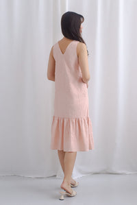 Jessie Emboss Two Way Drop Waist Dress in Blush