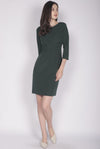 Jinger Belted Sleeve Dress In Forest Green
