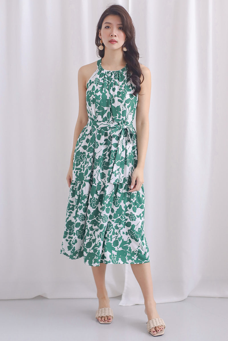 Jodi Halter Tier Midi Dress In Green