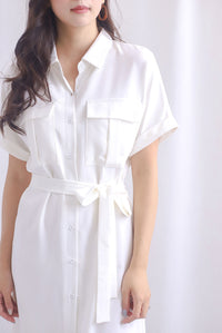 Johanna Utility Shirt Dress In White